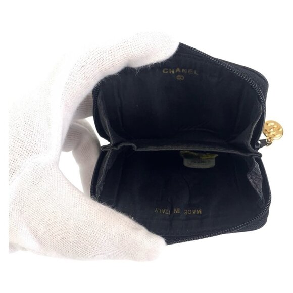 Authentic CHANEL CC Vintage Caviar Timeless Coin Purse Pouch Key Chain Charm Bag - Picture 9 of 11